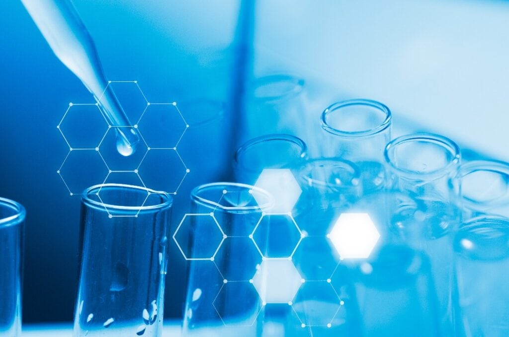 Dropping chemical liquid to test tube, laboratory research and development concept. scientist sample chemistry or medicine test